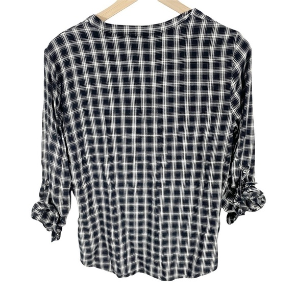 Soft Joie Black Plaid Pull Over Button Front Blouse Sz S - Picture 4 of 6